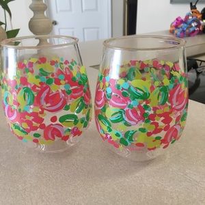 Lily Pulitzer Stemless wine glasses (plastic)